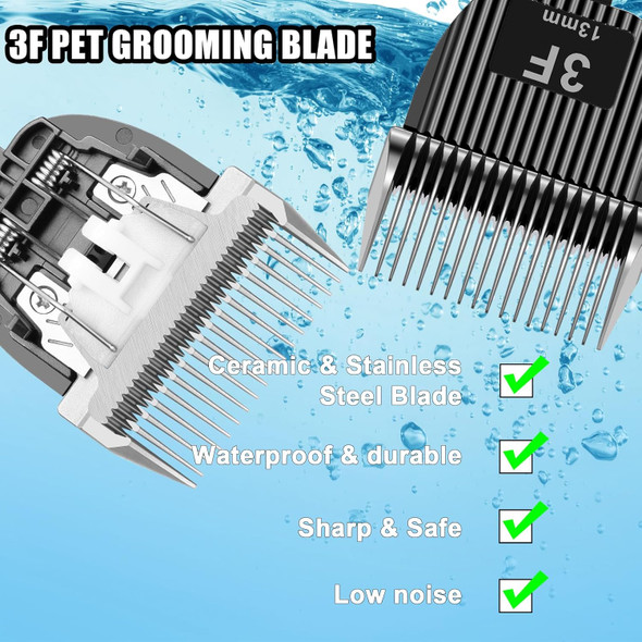 2 Pack Dog Grooming Replacement Blades Compatible With Oneisall Dog Low Noise Dog Clipper & Dog Hair Vacuum Clipper,Made Of Stainless Steel Pet Clipper Blade (Size 3F 1/2(13Mm))