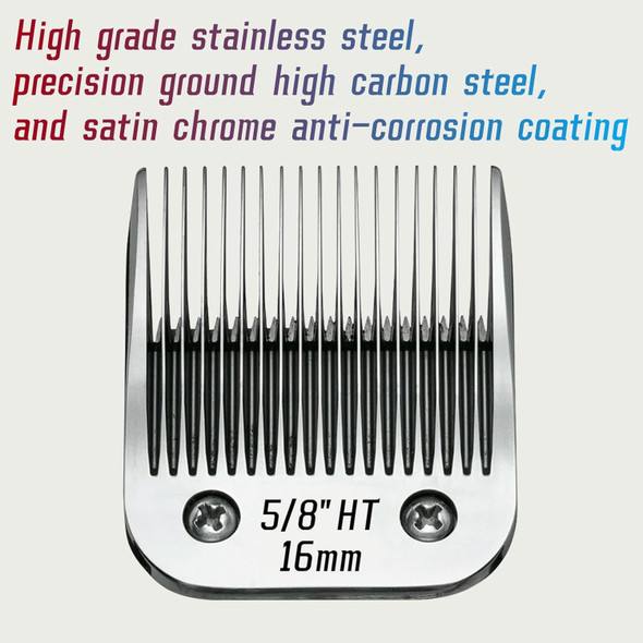 5/8 Ht Detachable Pet Dog Grooming Ceramic Blade, Compatible With Ainds, Oster A5, Wahl Km-10 And Other Series Clippers, Compatible With Andis Size: 5/8-Inch 16Mm Cut Length, Chrome. Sliver 1Pack.
