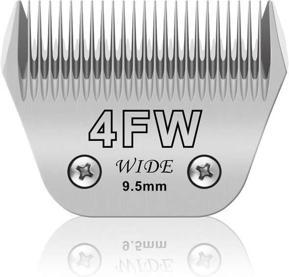4Fw Wide Pet Dog Grooming Detachable Blades,Compatible With Andis,Oster A5,Wahl Km10 Clippers,Cut Length 3/8(9.5Mm) For Larger Animals