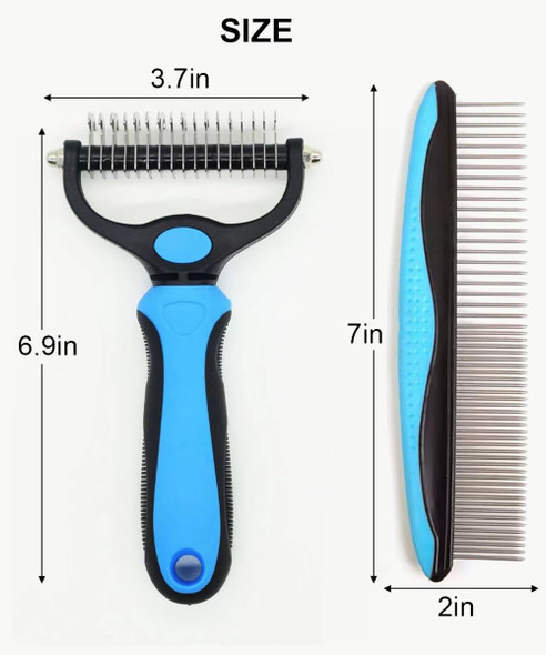 Deshedding Brush - Double-Sided Undercoat Rake For Dogs And Cats - Shedding Comb And Dematting Tool, Extra Wide, Pet Grooming Kit Essential