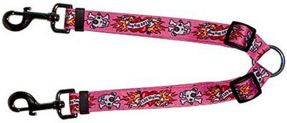 Yellow Dog Design Coupler Lead, 3/4-Inch, I Luv My Dog Pink