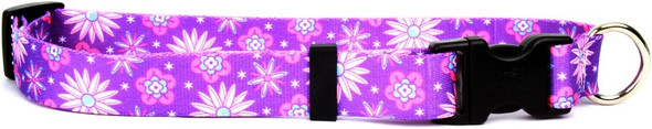 Yellow Dog Design Purple Flowers Dog Collar, Medium-1 Wide Fits Neck Sizes 14 To 20 Wide