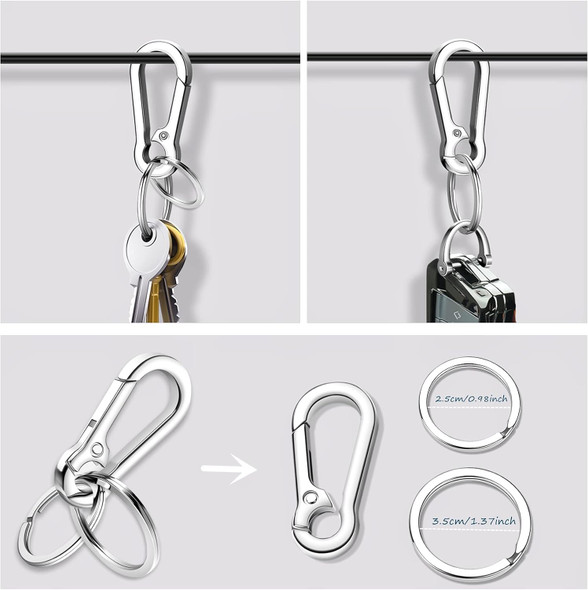 Dog Tag Clips, 2 Pack Stainless Steel Quick Clip With Double Rings + Bone Shape Dog Id Tag, Metal Keychain Key Clip Diy Dog Cat Tags Holder For Collars Harnesses