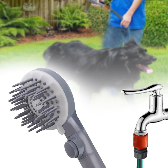Yoo.Mee Pets Bathing Shower, Dog Washing And Cleaning Out-Door, W/Rubber Grooming Teeth For Massaging And Grooming, W/Pause Button, Fitting On 3/4'' Garden Faucets