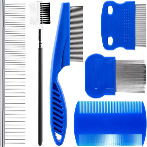 6 Pieces Dog Eye Combs Tear Stain Removal Combs Pets Grooming Combs Kit Flea Comb For Small Dogs Removing Knots Crust Mucus