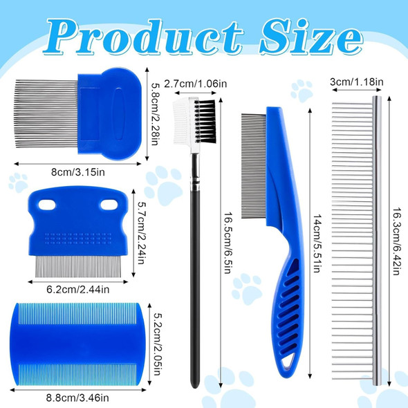 6 Pieces Dog Eye Combs Tear Stain Removal Combs Pets Grooming Combs Kit Flea Comb For Small Dogs Removing Knots Crust Mucus