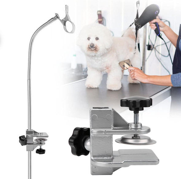 Pet Grooming Table Arm Clamp Clip Holder, Solid Aluminum Dog Cat Grooming Table Arm H Bar Clamp Holder, Pet Hair Dryer Clamp Clip Pet Grooming Table Accessory Fixation Clip (Inner Dia.0.9 0.9 In)
