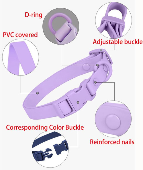 Silicone Dog Collar And Leash Set, Waterproof Plastic Pvc Rubber Washable Quick Release Buckle Outdoor Puppy Collars Durable Adjustable For Small Medium Large Dogs, Pink M