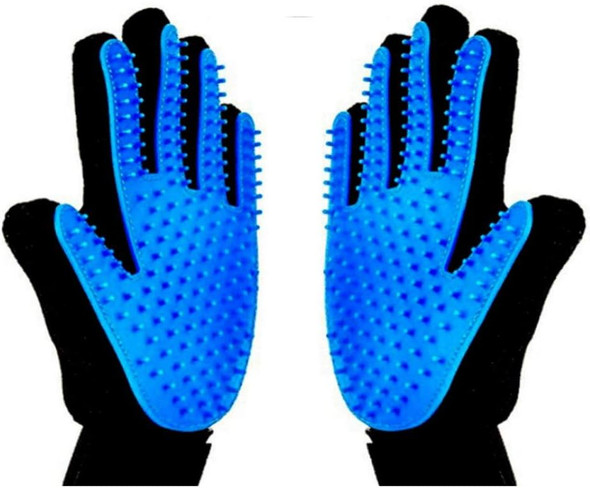 2Pcs Pet Grooming Glove, Dog Brush Glove, Gentle Deshedding Brush Glove,Mess- Grooming Efficient Pets Hair Remover Mittens Washing Gloves For Short And Long Hair Dogs & Horses & Cats (Blue)