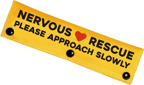 Nervous Rescue Please Approach Slowly Yellow Sleeve - Funny Dog Leash Wrap For Dogs