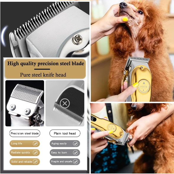 Yucca Dog Grooming Clippers For Thick Heavy Coats, Cordless Animal Clippers Professional, Rechargeable Low Noise Clippers Pet, Thick Fur Clippers With 7000 Rpm Powerful Motor