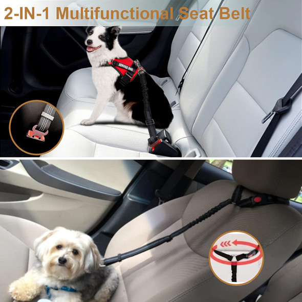 Dog Seat Belt, 2-In-1 Headrest Restraint Dog Car Seatbelt Pet Car Safety Seat Belt Clip Buckle Tether For Large Medium Small Dogs With Dog Bowl