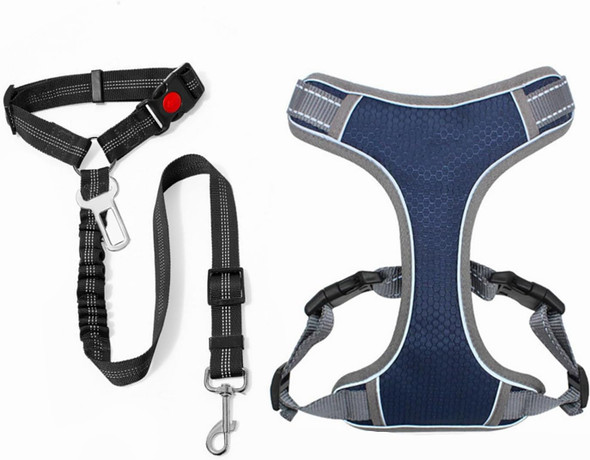 Dog Vest Harness With 2-In-1 Headrest Restraint Dog Car Seat Belt, 420D-Oxford-Cloth Waterproof Dog Harness Set For Vehicle Travel Daily Use Walking Dogs (L)