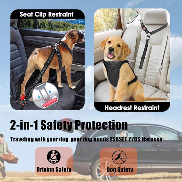 Dog Car Harness Set, 2-In-1 Seat-Headrest Dog Seatbelt, Mesh Breathable Dog Vest Harness With Dog Bowl For Vehicle Travel Daily Use Walking (M)