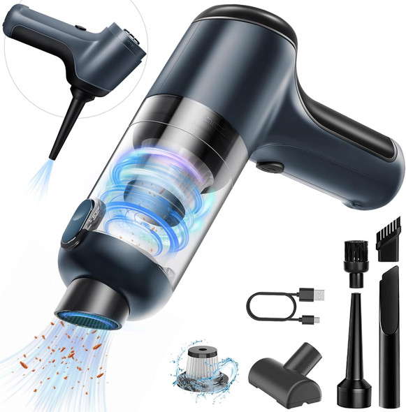 Mini Handheld Vacuum Cordless, Car Vacuum Cleaner Portable Rechargeable 3 In 1 Dust Buster & Air Blower & Pump, High Power Small Car Vacuum Cordless For Home, Office And Car