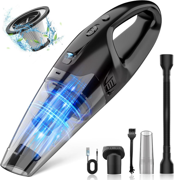 Hand Held Vacuum 3In1, Dust Buster Handheld Vacuum Cordless Rechargeable With Led, Hepa Filter, Car Vacuum Usb Charge, 1.65Lbs Lightweight Vacuum Cleaner For Dust, Pet Hair