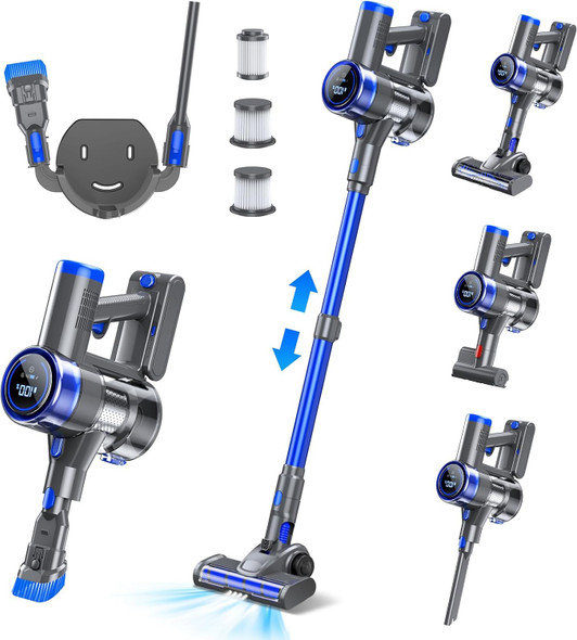 Cordless Vacuum Cleaner For Home, 33Kpa400W Stick Vacuum Cordless Rechargeable Detachable Battery With 45 Mins Runtime, 6In1 Cordless Stick Vacuum Cleaner For Pet Hair Carpet Hardwood Floor