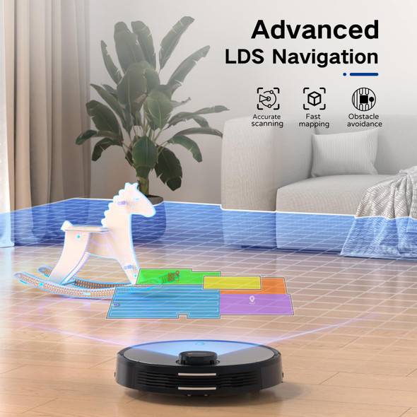 Coredy Sl200 Robot Vacuum, Cuttingedge Laser Navigation, 2600Pa Turbo Suction, 450Ml Dustbin, 120Mins Runtime, Mapping X 5, Wifialexa Robotic Vacuum Cleaner, Cleans Floors And Carpets, Pets Hair