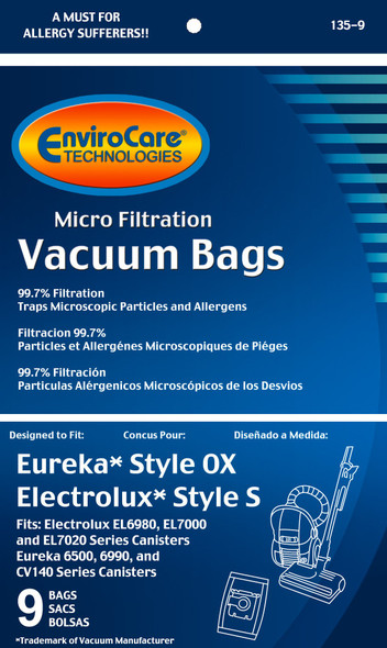 Envirocare Micro Filtration Vacuum Cleaner Dust Bags Designed To Fit Electrolux Harmonyoxygen Style S And Eureka Canisters Style S Canisters 9 Pack Envirocare Micro Filtration Vacuum Cleaner Dust Bags Designed To Fit Electrolux Harmonyoxygen Style S And Eureka Canisters Style S Canisters 9 Pack