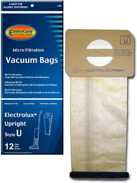Envirocare Micro Filtration Vacuum Cleaner Dust Bags Made To Fit Electrolux Upright Style U And Proteam Prolux, Procare & Proforce Uprights 12 Pack Envirocare Micro Filtration Vacuum Cleaner Dust Bags Made To Fit Electrolux Upright Style U And Proteam Prolux, Procare & Proforce Uprights 12 Pack