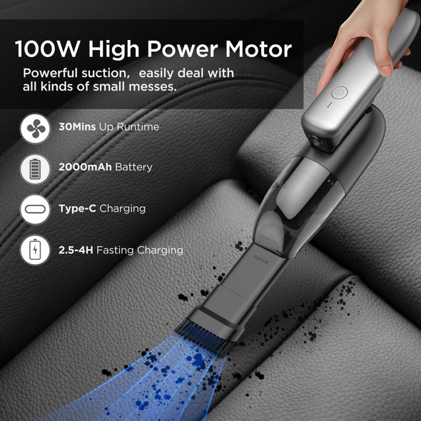 Hand Held Vacuum Cordless, 4 In 1 Car Vacuum Portable,Ultralightweight 0.99Lbs Mini Vacuum Cleaner, 8500Pa Suction Power Rechargeable With Led Light, Usbc Charging For Home & Outdoorblack