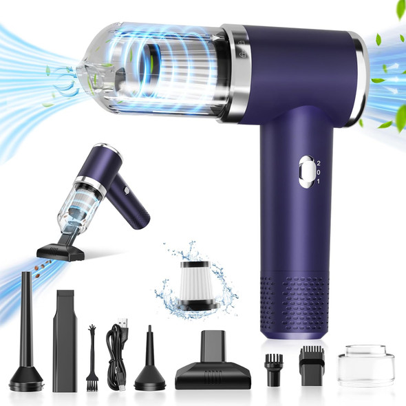 Handheld Car Vacuum Cleaner,4 In 1 Cordless Rechargeable Vacuum Cleaner 16000Pa Air Duster,2Speed Adjustable High Power Portable Car Accessories With 2 Filters For Car,Home,Travel, Rv Camper