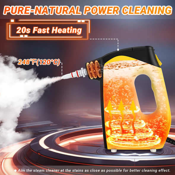 Handheld Steam Cleaner, Kiato Steamer With Lock Button For Hands, 120℃ Continuous Steam, Unlimited Use Time, For Cleaning Home Furniture Upholstery Sofa Grout Tile