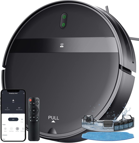 Robot Vacuum Mop Combo, Wifiappalexa, Mopping Robot Vacuums With Tangle, Scheduled Cleaning, Automatic Recharge Vacuum Robot Cleaner And Mop For Pet Hair, Low Carpet