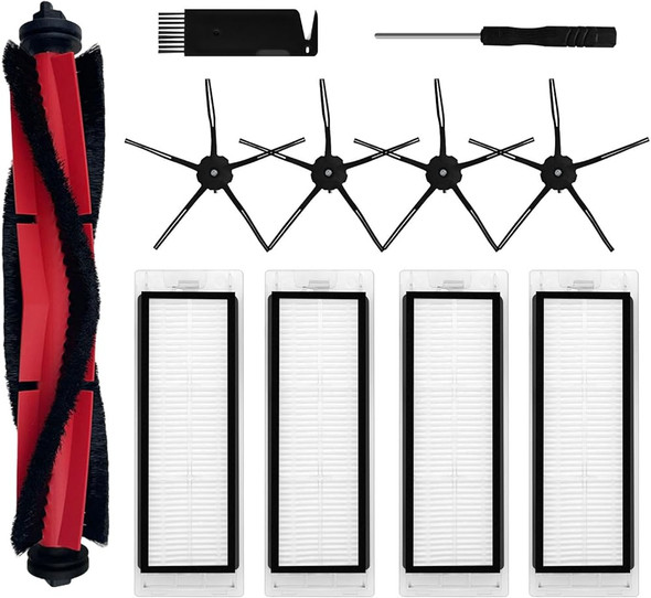 Kit Compatible For Roborock Q5, Q5+ Robot Vacuum Cleaner Spare Parts Accessories 1 Main Brush 4 Hepa Filters 4 Side Brushes