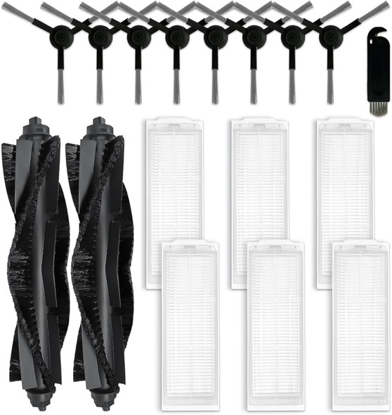 Parts Compatible With Robot Vacuum Cleaner Wvcr200S Accessories, 2 Main Brushes, 6 Hepa Filters, 8 Side Brushes Attachment Spare Pack