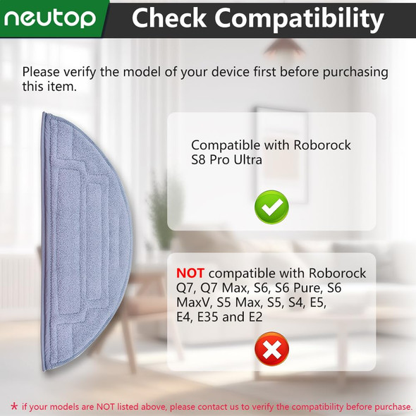 Neutop Washable Mopping Cloth Compatible With Roborock S8 Pro Ultra Robot Vacuum And Mop Cleaners Spare Parts Accessories, 8Pack. Neutop Washable Mopping Cloth Compatible With Roborock S8 Pro Ultra Robot Vacuum And Mop Cleaners Spare Parts Accessories, 8Pack.