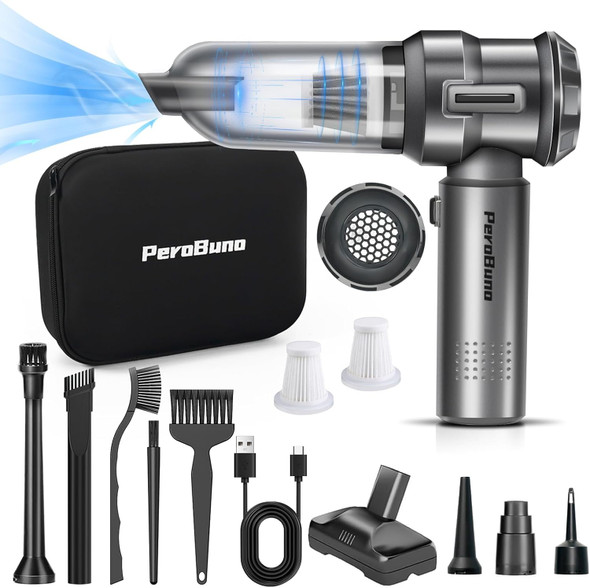 Perobuno Car Vacuum Cleaner High Power, 18Kpa Powerful, 35 Mins Runtime, Brushless Motor Air Duster With 3 Gear, Electric Canned Air Mini Handheld Vacuum Compressed Air Keyboard Cleaner Perobuno Car Vacuum Cleaner High Power, 18Kpa Powerful, 35 Mins Runtime, Brushless Motor Air Duster With 3 Gear, Electric Canned Air Mini Handheld Vacuum Compressed Air Keyboard Cleaner