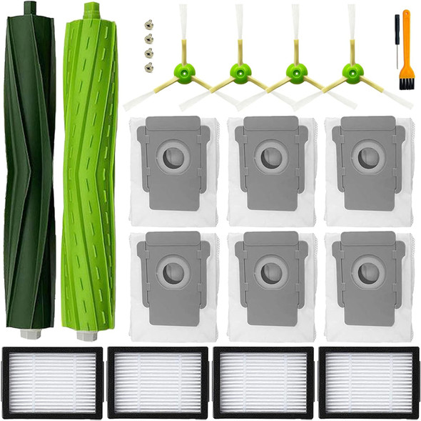 Parts Accessories For Irobot Roomba I3 I3+ I1 I1+ I7 I7+ I4+ I5 I5+ J5 J5+ I6 I6+ I8 I8+ I2 J7 E5 E6 E7 I&J&E Series Vacuum Cleaner, 1 Roller Brushes,4 Filters,4 Side Brushes,6 Vacuum Bags