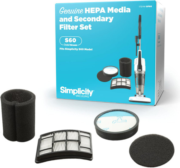 Simplicity Vacuums Sf60 Hepa Filter Set For Spiffy Bagless Stick Vacuum Cleaner, S60 Filter Only Simplicity Vacuums Sf60 Hepa Filter Set For Spiffy Bagless Stick Vacuum Cleaner, S60 Filter Only