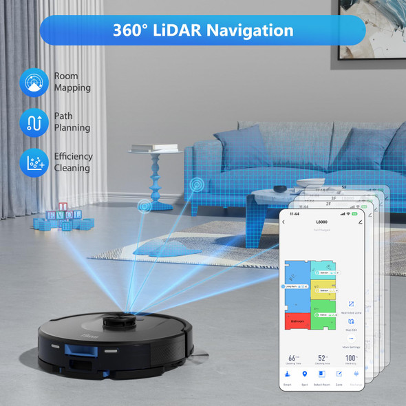 Tikom Robot Vacuum And Mop, L8000 Laser Lidar Navigation Robotic Vacuum, 3000Pa Suction, 150Mins Max, 45Db, 14 Nogo Zones, 20 Virtual Walls, Selfcharging, Good For Pet Hair, Carpet, Hard Floor Tikom Robot Vacuum And Mop, L8000 Laser Lidar Navigation Robotic Vacuum, 3000Pa Suction, 150Mins Max, 45Db, 14 Nogo Zones, 20 Virtual Walls, Selfcharging, Good For Pet Hair, Carpet, Hard Floor