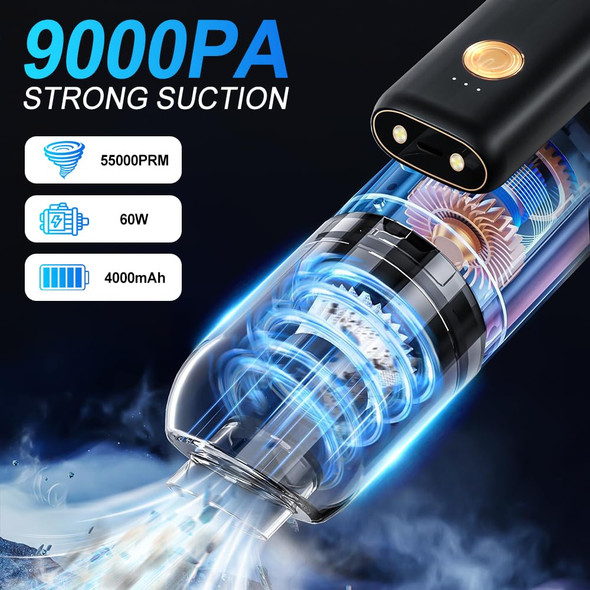 9000Pa Handheld Vacuum Cleaner With Led Light 180° Foldable Multifunctional Vacuum Cleaner For Blowing Vacuuming Pumping Strong Suction Rechargeable Mini Vacuums For Car Home Office 9000Pa Handheld Vacuum Cleaner With Led Light 180° Foldable Multifunctional Vacuum Cleaner For Blowing Vacuuming Pumping Strong Suction Rechargeable Mini Vacuums For Car Home Office