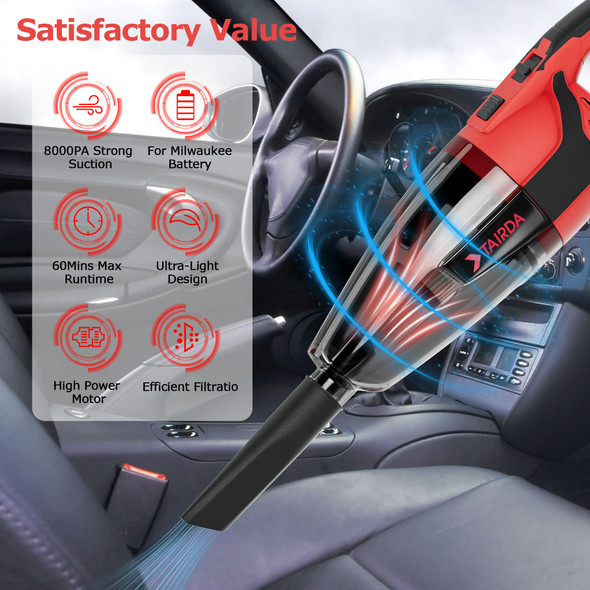 Uniqus Cordless Vacuum Cleaner For Milwaukee M18 18V Battery, Handheld Portable Vacuum Cleaner For Car Hard Floor Carpet Pet Hair Cleaning Tool Only, No Battery Uniqus Cordless Vacuum Cleaner For Milwaukee M18 18V Battery, Handheld Portable Vacuum Cleaner For Car Hard Floor Carpet Pet Hair Cleaning Tool Only, No Battery