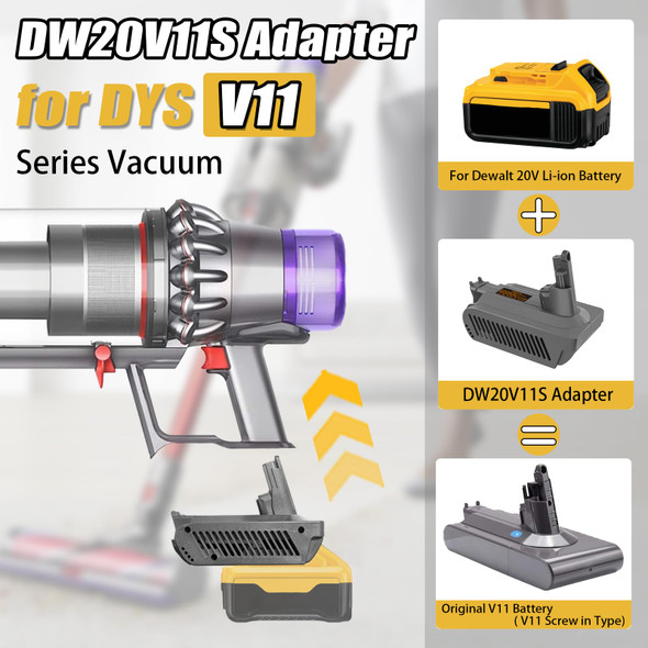 Uniqus For Dewalt To V11 Battery Adapter For Dewalt 20V Liion Battery Converted To Dyson V11 Sv15 Battery 25.2V, Work With V11 Absolute Extra, Torque Drive, Fluffy Extra Cordless Vacuum Cleaner Uniqus For Dewalt To V11 Battery Adapter For Dewalt 20V Liion Battery Converted To Dyson V11 Sv15 Battery 25.2V, Work With V11 Absolute Extra, Torque Drive, Fluffy Extra Cordless Vacuum Cleaner