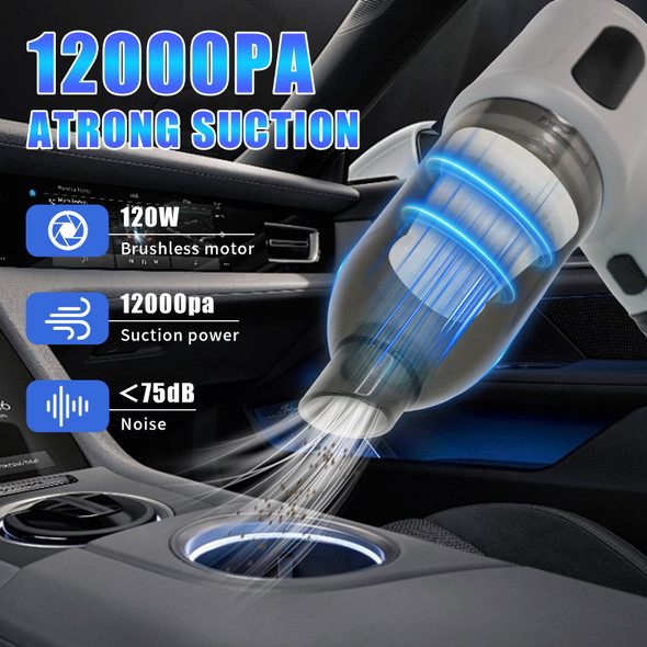 Handheld Car Vacuum Cleaner, 12000Pa Mini Vacuum Cleaner Cordless With Brushless Motor, 4 In 1 Rechargeable High Power Portable Car Vacuum For Car,Office And Home Cleaning Grey Handheld Car Vacuum Cleaner, 12000Pa Mini Vacuum Cleaner Cordless With Brushless Motor, 4 In 1 Rechargeable High Power Portable Car Vacuum For Car,Office And Home Cleaning Grey