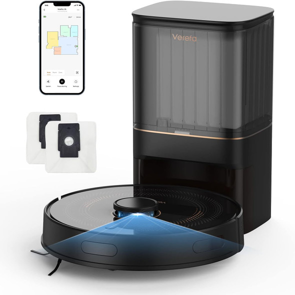Verefa Robot Vacuum Selfempty, Empties Itself For 70 Days, Lidar Navigation Robot Vacuum Cleaner 3000Pa, Smart Mapping Robotic Vacuum 270Mins Runtime, Wifi Connected, Perfect For Pet Hair, Carpet Verefa Robot Vacuum Selfempty, Empties Itself For 70 Days, Lidar Navigation Robot Vacuum Cleaner 3000Pa, Smart Mapping Robotic Vacuum 270Mins Runtime, Wifi Connected, Perfect For Pet Hair, Carpet