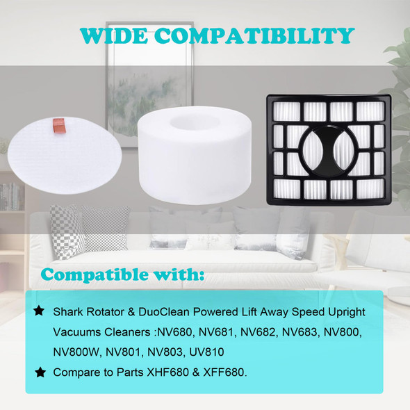 Filter For Shark Rotator Duoclean Powered Lift Away Speed Vacuum Nv680, Nv681, Nv682, Nv683, Nv800, Nv801, Nv803, Uv810, Replace Part Xhf680 Xff680, 2 Hepa + 4 Foam & Felt Filters Filter For Shark Rotator Duoclean Powered Lift Away Speed Vacuum Nv680, Nv681, Nv682, Nv683, Nv800, Nv801, Nv803, Uv810, Replace Part Xhf680 Xff680, 2 Hepa + 4 Foam & Felt Filters