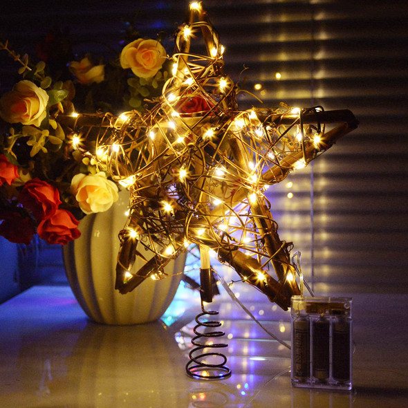 Star Christmas Tree Topper, Rattan Natural Christmas Tree Topper Lighted with 23Ft 30LED Warm White Battery Powered Copper Lights, Rustic Farmhouse Xmas Tree Topper Star Christmas Decorations Star Christmas Tree Topper, Rattan Natural Christmas Tree Topper Lighted with 23Ft 30LED Warm White Battery Powered Copper Lights, Rustic Farmhouse Xmas Tree Topper Star Christmas Decorations