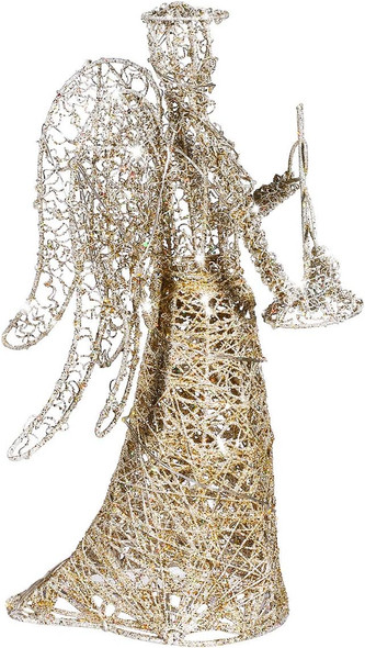 ABOOFAN Angel Christmas Tree Topper Gold Glitter Christmas Treetop Decoration Coated Metal Angel Xmas Tree Topper Ornaments for Holiday Home Office Shopping Mall Decor