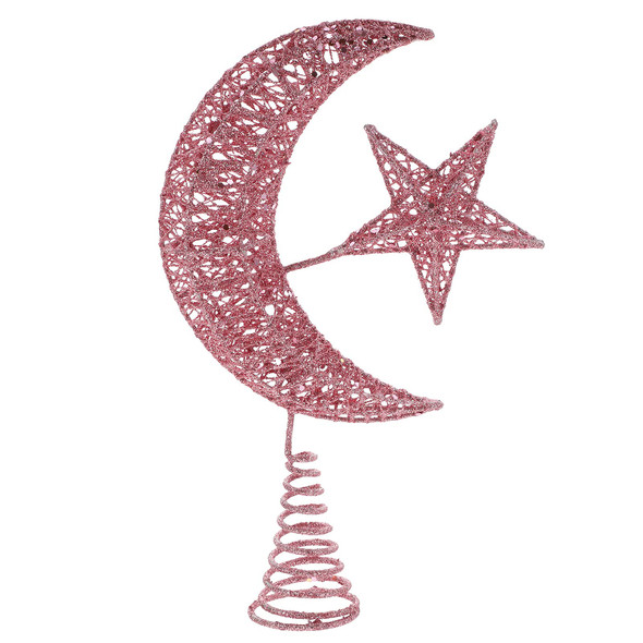 ABOOFAN Christmas Tree Topper Moon and Star Tree Topper Glitter Star Tree Topper Christmas Tree Decorations for Holiday Wedding Birthday Christmas Table Ornaments