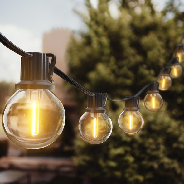 addlon 50FT Outdoor String Lights, G40 Globe LED Patio Lights Waterproof with 27 Plastic Bulbs(2 Spare), ETL Listed Dimmable Outside Hanging Lights Connectable for Backyard Porch Deck