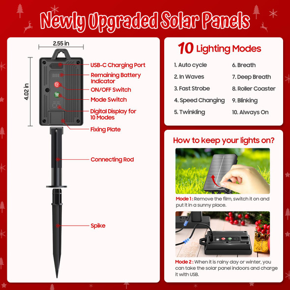 Christmas Decorations Outdoor, 6 Pack 24" Large Lollipop Candy Cane Christmas Decorations Outdoor with 84 Brighter LED & 10 Lighting Modes, Solar Christmas Pathway Lights for Yard Xmas