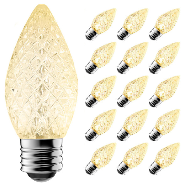 C7 Led Replacement Christmas Light Bulbs, 25-Pack C7 Shatterproof Led Bulbs with E12 Candelabra Base for Christmas String Lights, Waterproof & Dimmable Christmas Village Bulbs - Warm White