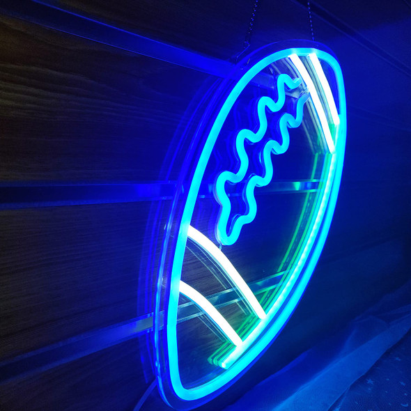 Ajoyferris Blue Neon Signs Football Shape Neon Signs for Wall Decor Neon Lights Neon Lights Signs Neon Led Sign Light Up Sign Neon Signs for Bedroom Kids Rugby Game Room College Party Christmas s