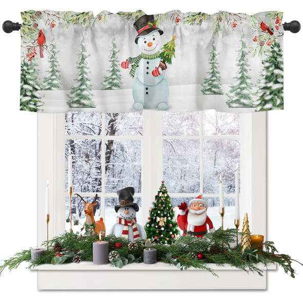 Christmas Snowman Valances Windows Curtain Red Cardinal Bird Christmas Tree Kitchen Curtains Valances Rod Pocket Short Topper Curtains for Winter Holiday Christmas Decorations 1 Panel,54 by 18 inches Christmas Snowman Valances Windows Curtain Red Cardinal Bird Christmas Tree Kitchen Curtains Valances Rod Pocket Short Topper Curtains for Winter Holiday Christmas Decorations 1 Panel,54 by 18 inches