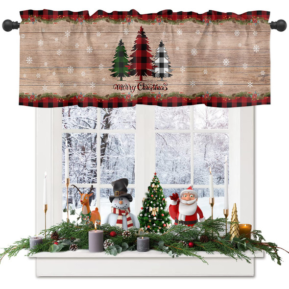 Merry Christmas Tree Valances Windows Curtain Farm Xmas Tree Kitchen Valances Rod Pocket Snowflake Red Black Buffalo Plaid Check Short Topper Curtains Winter Holiday Christmas Decor 1 Panel,54x18in Merry Christmas Tree Valances Windows Curtain Farm Xmas Tree Kitchen Valances Rod Pocket Snowflake Red Black Buffalo Plaid Check Short Topper Curtains Winter Holiday Christmas Decor 1 Panel,54x18in